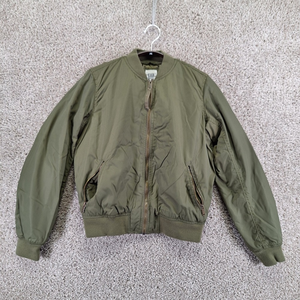 GAP Bomber Jacket Womens XS Green Full Zip Flight Jacket Military Streetwear